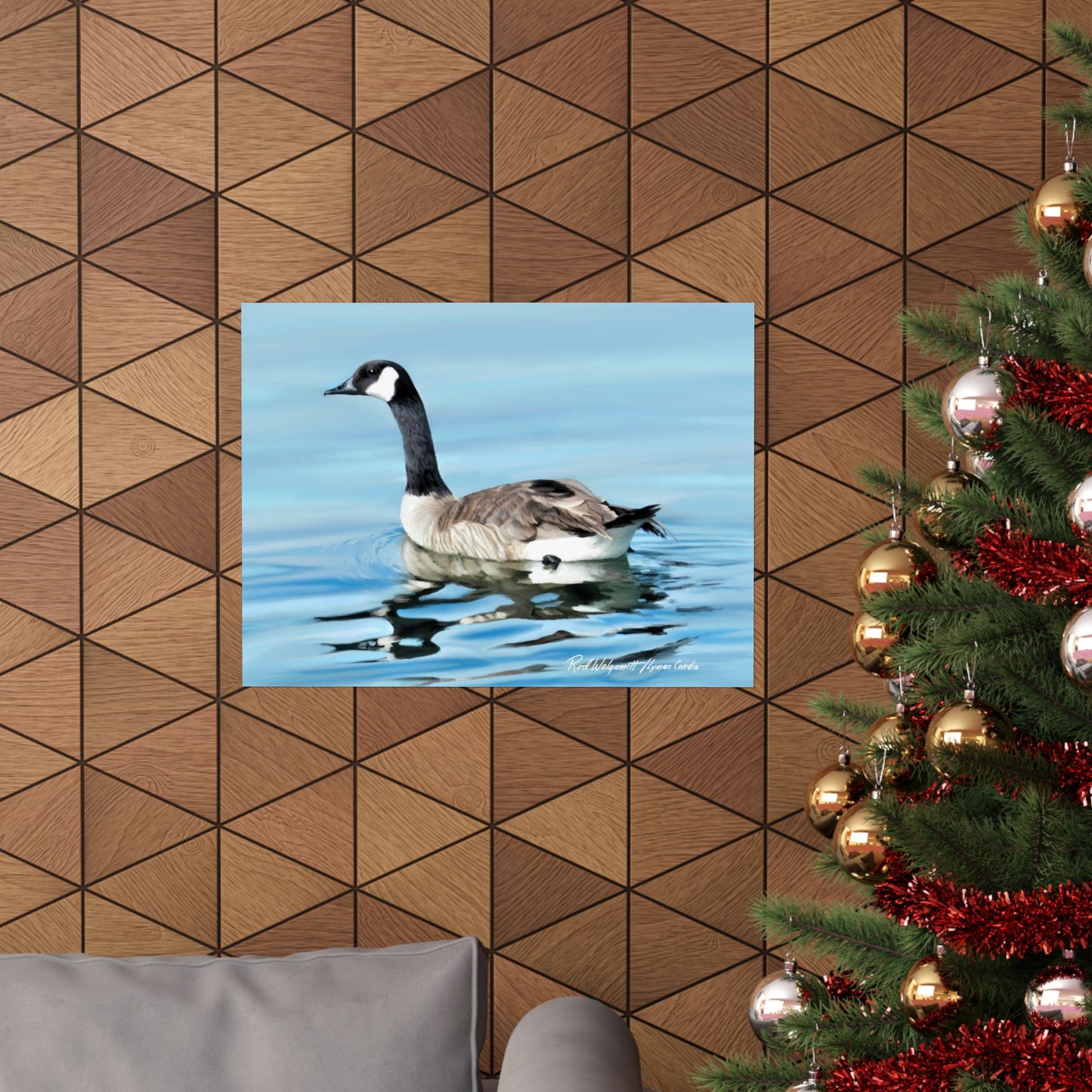 Premium Matte Print, Canada Goose on Stansbury Lake, by Rod Walgamott (Reference Photo by Lyman Condie)