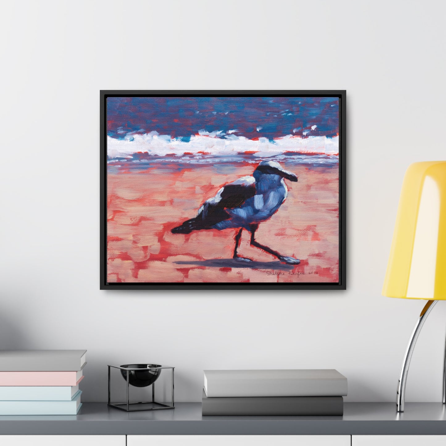 Stretched Canvas Print in Wood Frame, Seagull, by Shellece Durfee