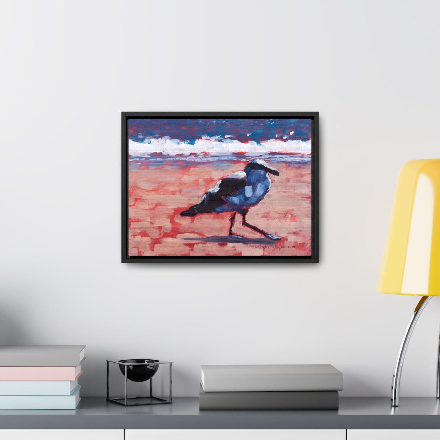 Stretched Canvas Print in Wood Frame, Seagull, by Shellece Durfee
