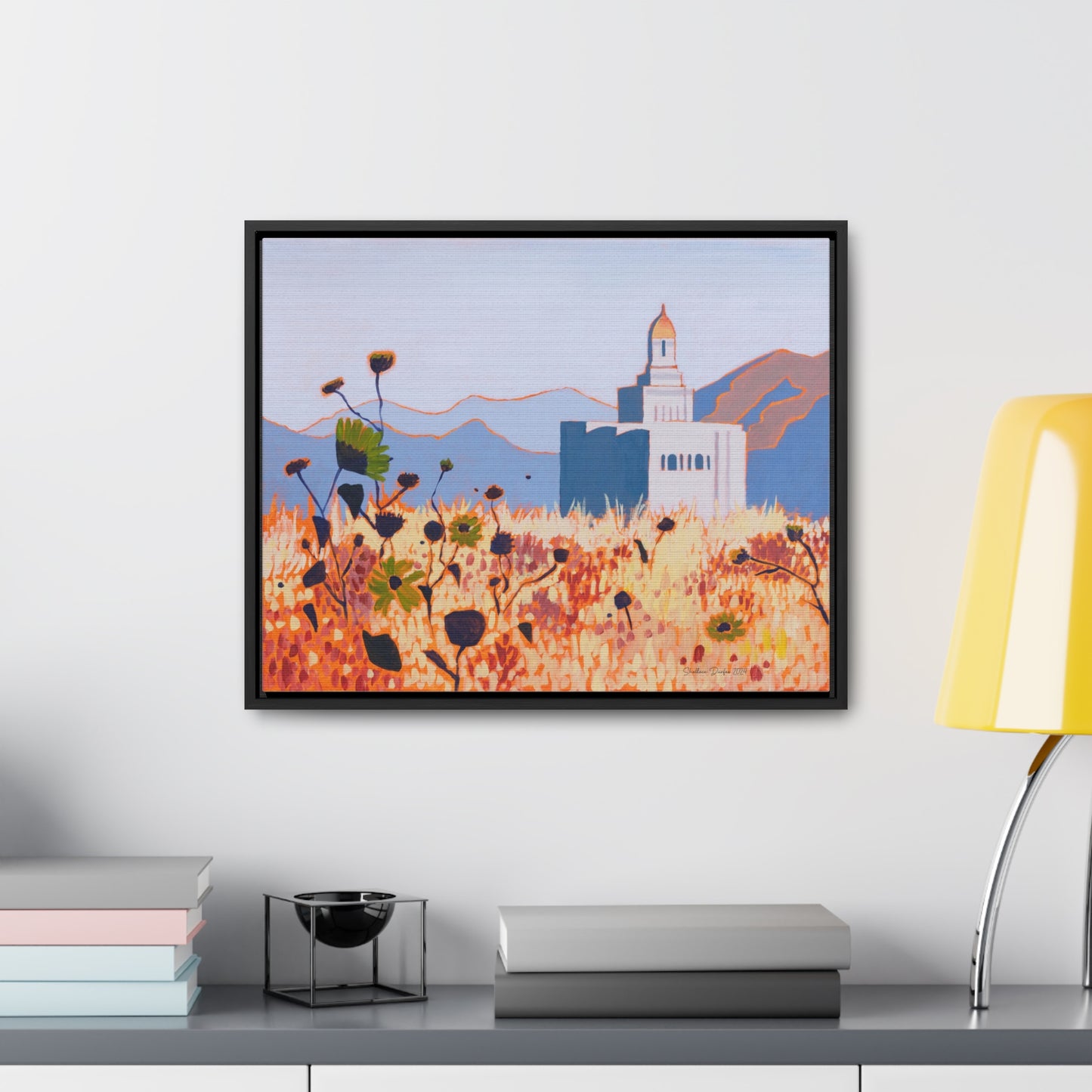 Stretched Canvas Print in Wood Frame--Deseret Peak Temple by Shellece Durfee