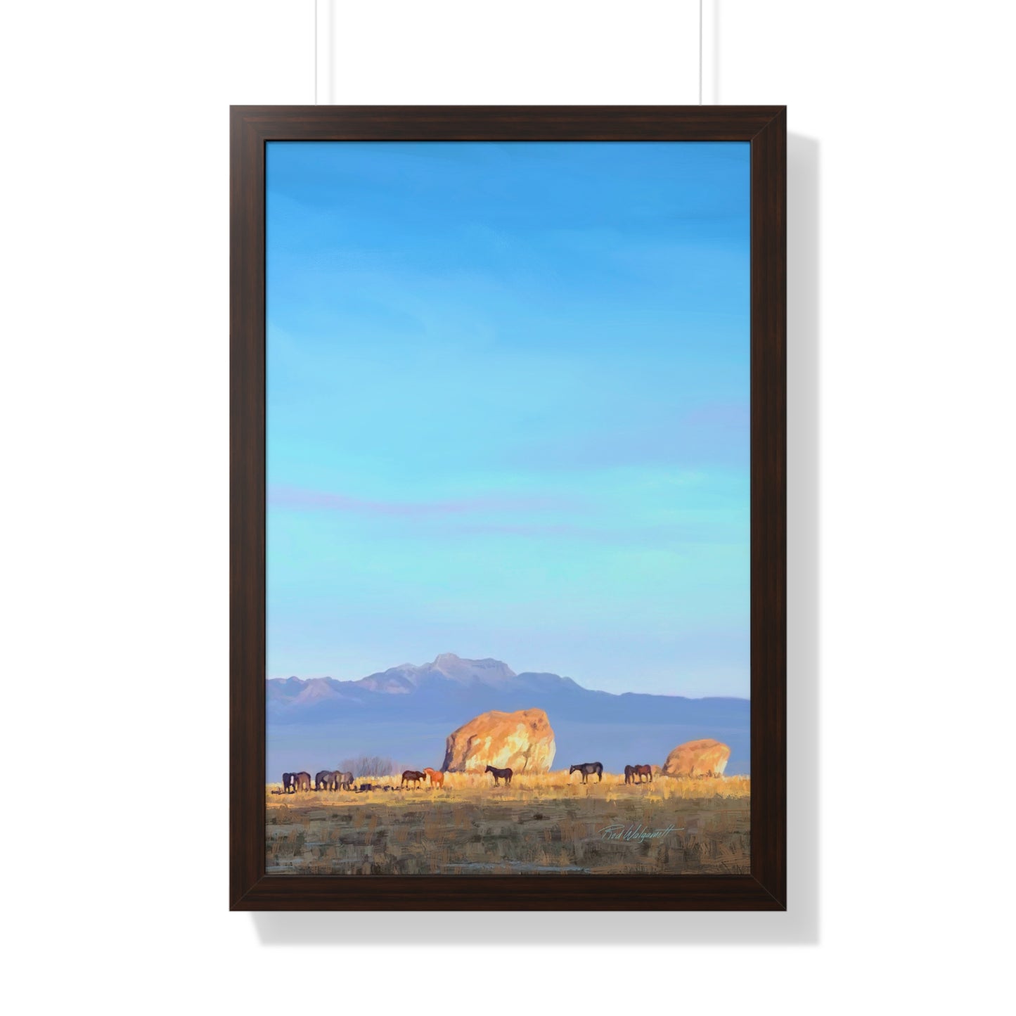 Framed Matte Print, Horses at Adobe Rock, by Rod Walgamott
