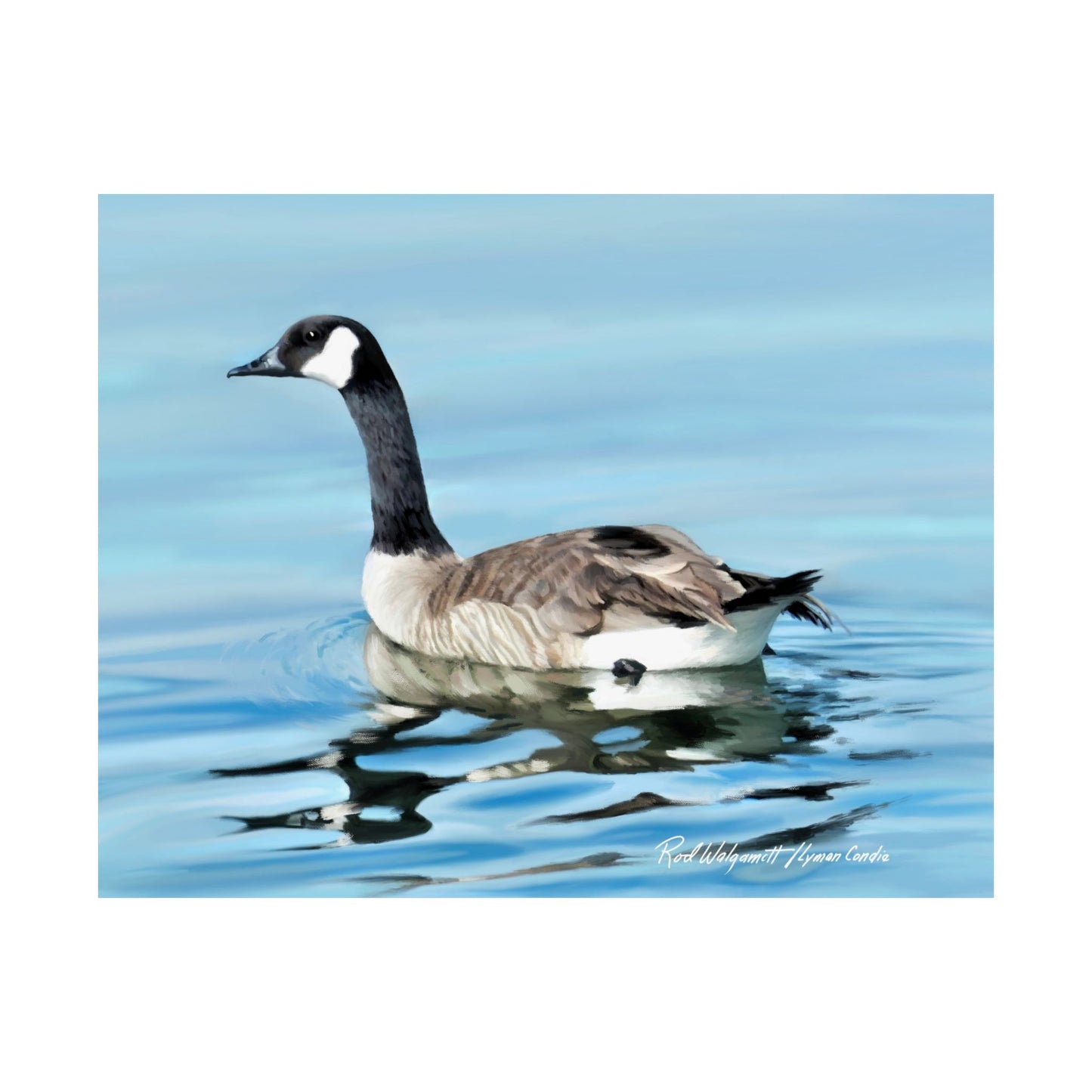 Premium Matte Print, Canada Goose on Stansbury Lake, by Rod Walgamott (Reference Photo by Lyman Condie)