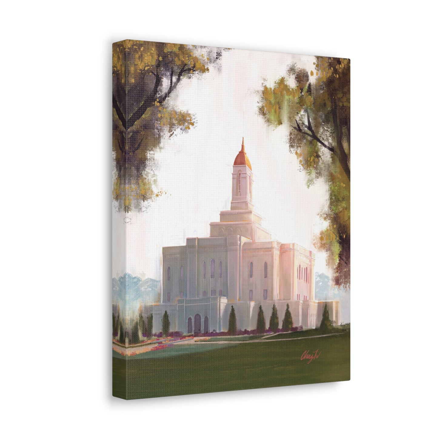 Canvas Gallery Wrap, Deseret Peak Temple-Golden, by Chaz Walgamott