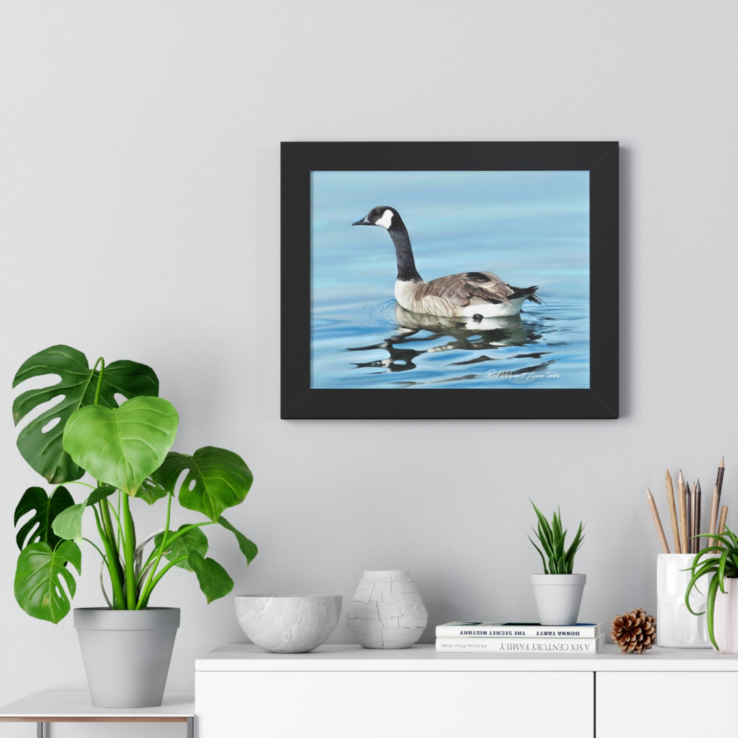Framed Matte Print, Canada Goose on Stansbury Lake, by Rod Walgamott