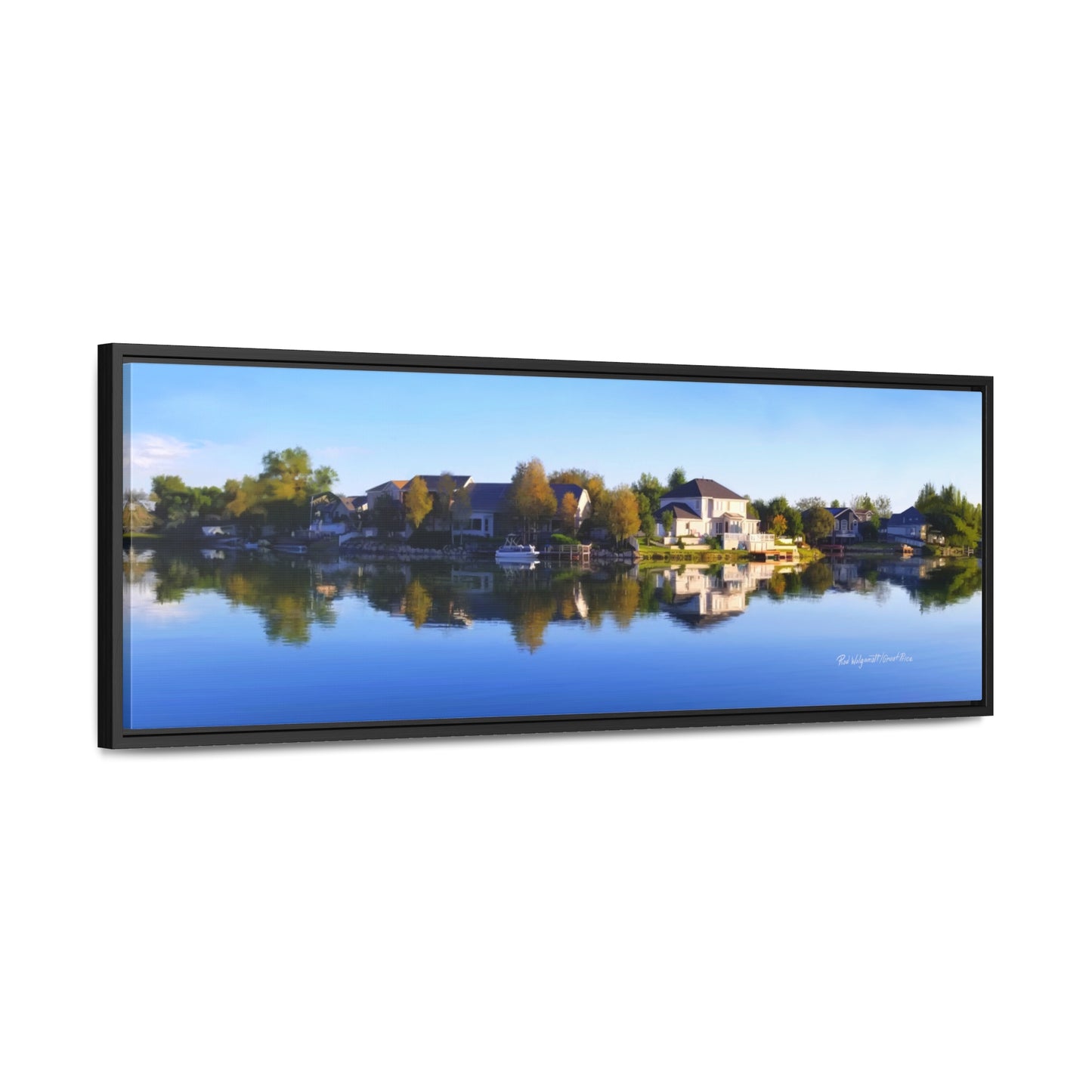 Stretched Canvas Wrap in Wood Frame, Blue Sky Reflection on Stansbury Lake, by Rod Walgamott