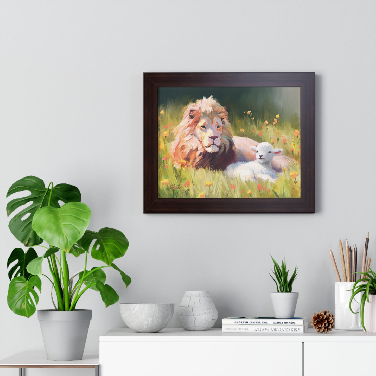 Framed Matte Print, The Lamb and the Lion, by Chaz Walgamott