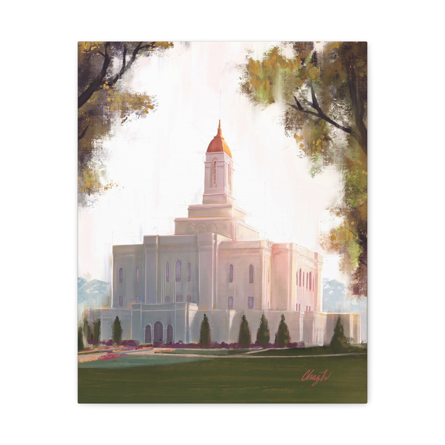 Canvas Gallery Wrap, Deseret Peak Temple-Golden, by Chaz Walgamott