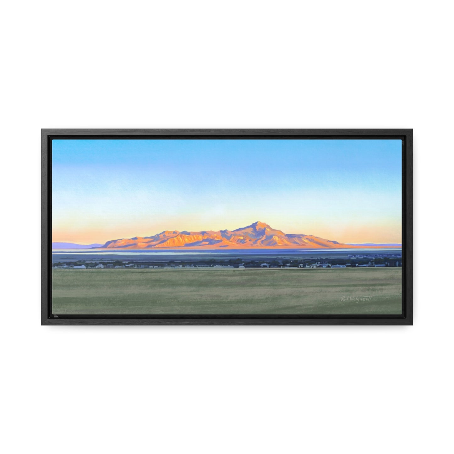 Framed Canvas Print, Stansbury Island Sunrise , by Rod Walgamott