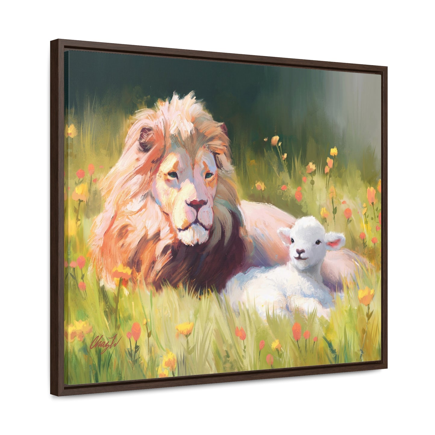 Stretched Canvas Print in Wood Frame, The Lamb and the Lion, by Chaz Walgamott