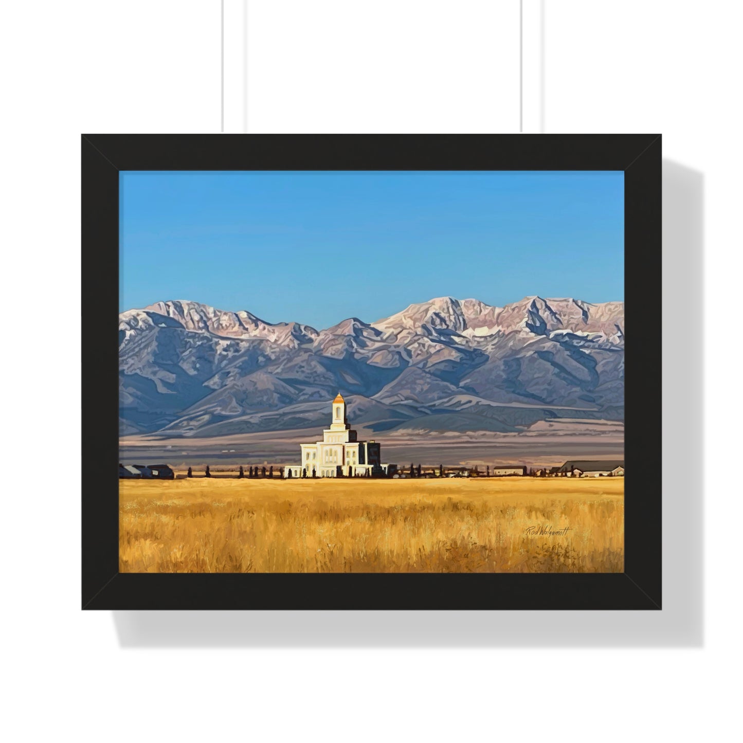 Premium Matte Print--Framed, Deseret Peak Temple and Deseret Peak, by Rod Walgamott