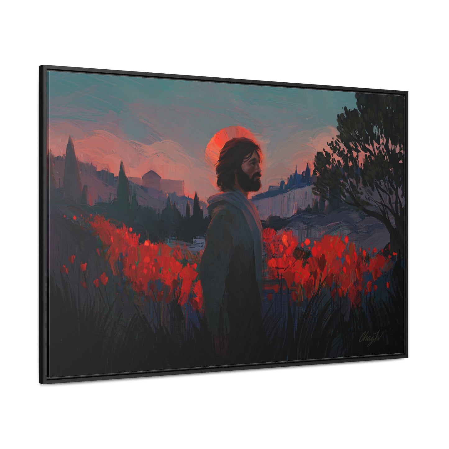 Stretched Canvas Print in Wood Frame, "Though as Scarlet" by Chaz Walgamott