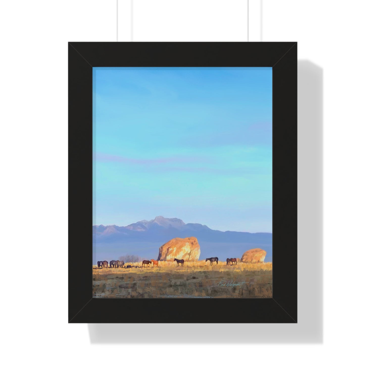 Framed Matte Print, Horses at Adobe Rock, by Rod Walgamott