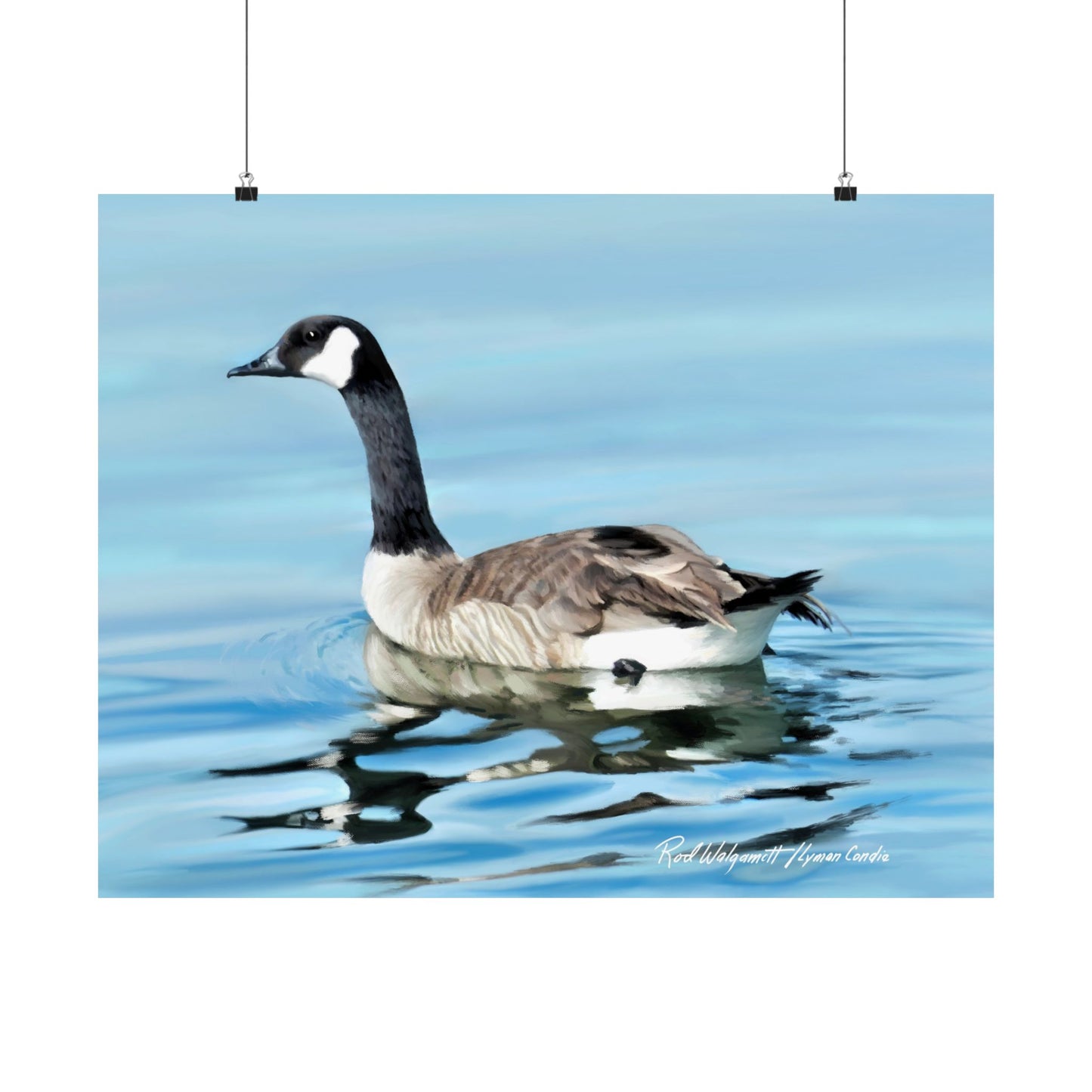 Premium Matte Print, Canada Goose on Stansbury Lake, by Rod Walgamott (Reference Photo by Lyman Condie)