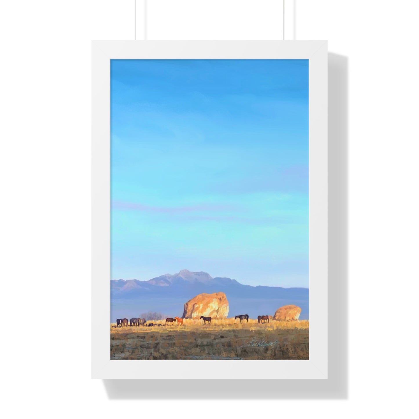 Framed Matte Print, Horses at Adobe Rock, by Rod Walgamott