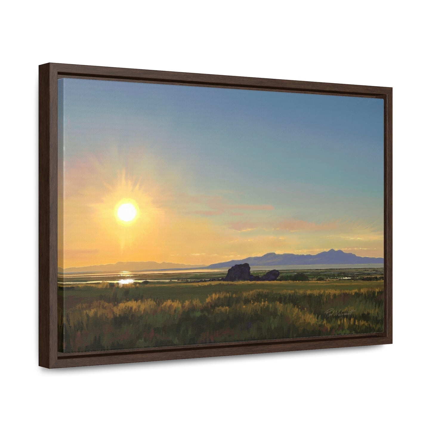 Canvas Wrap in Wood Frame, Adobe Rock Sunset, by Rod Walgamott