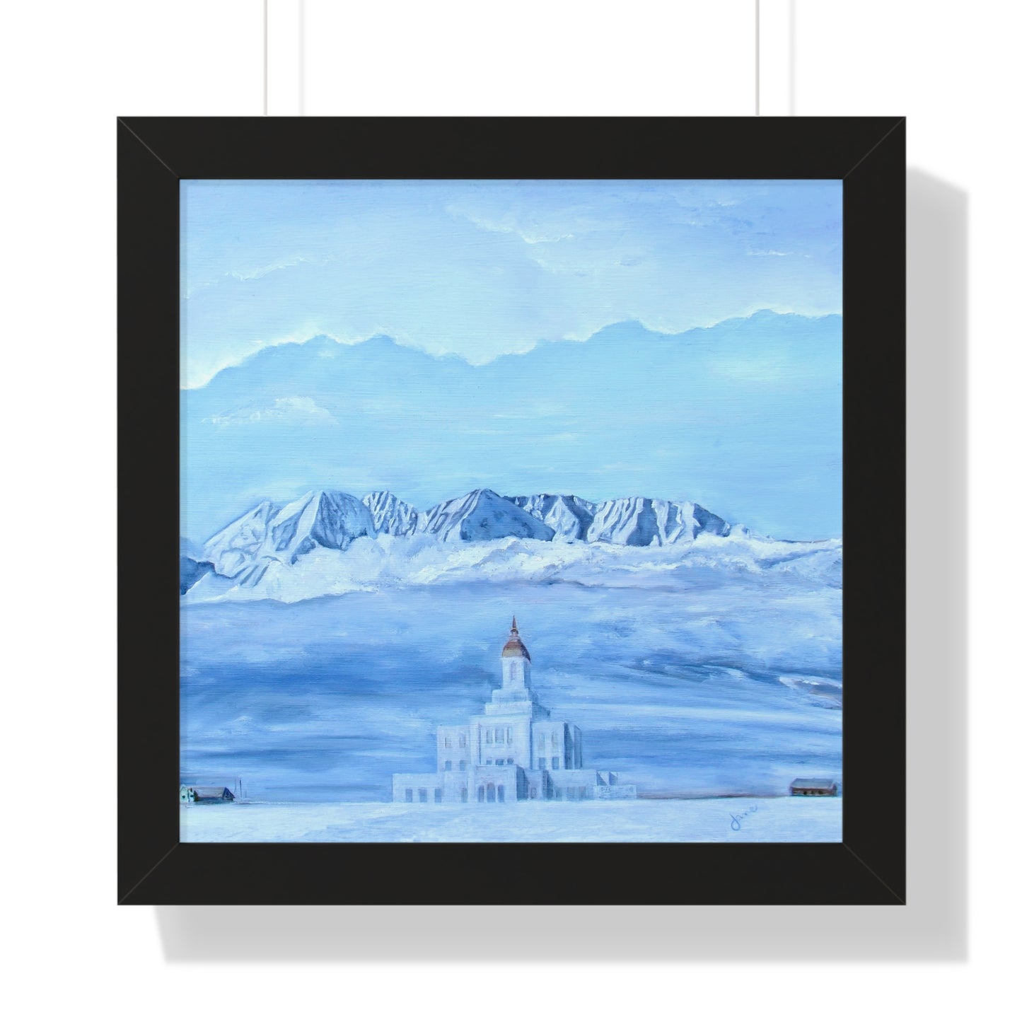 Premium Matte Print--Framed, Deseret Peak Temple-Hope in the Bleak of Winter, by Jane Autry