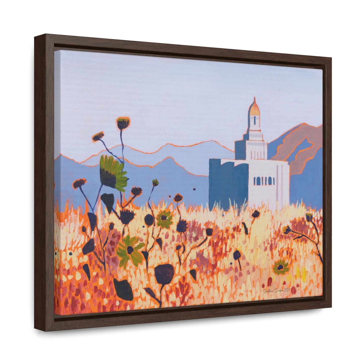 Stretched Canvas Print in Wood Frame--Deseret Peak Temple by Shellece Durfee