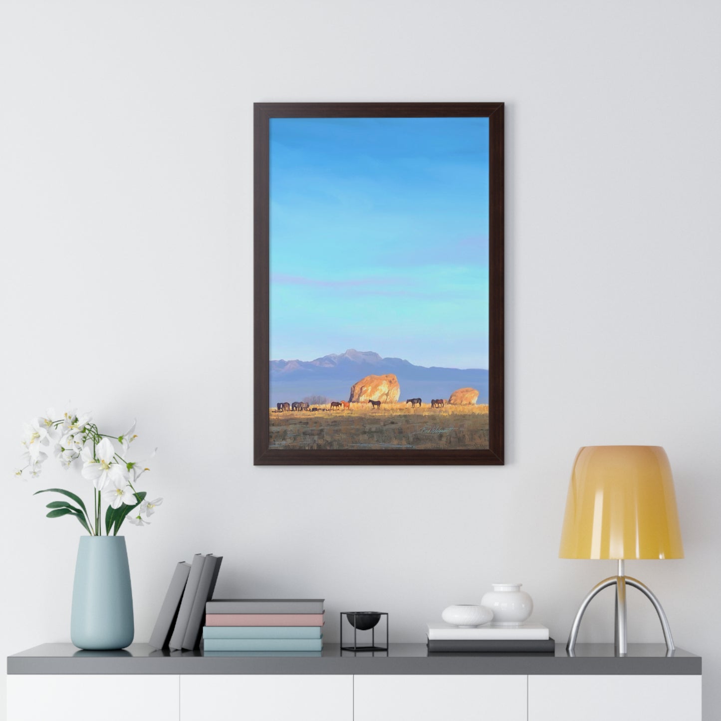 Framed Matte Print, Horses at Adobe Rock, by Rod Walgamott