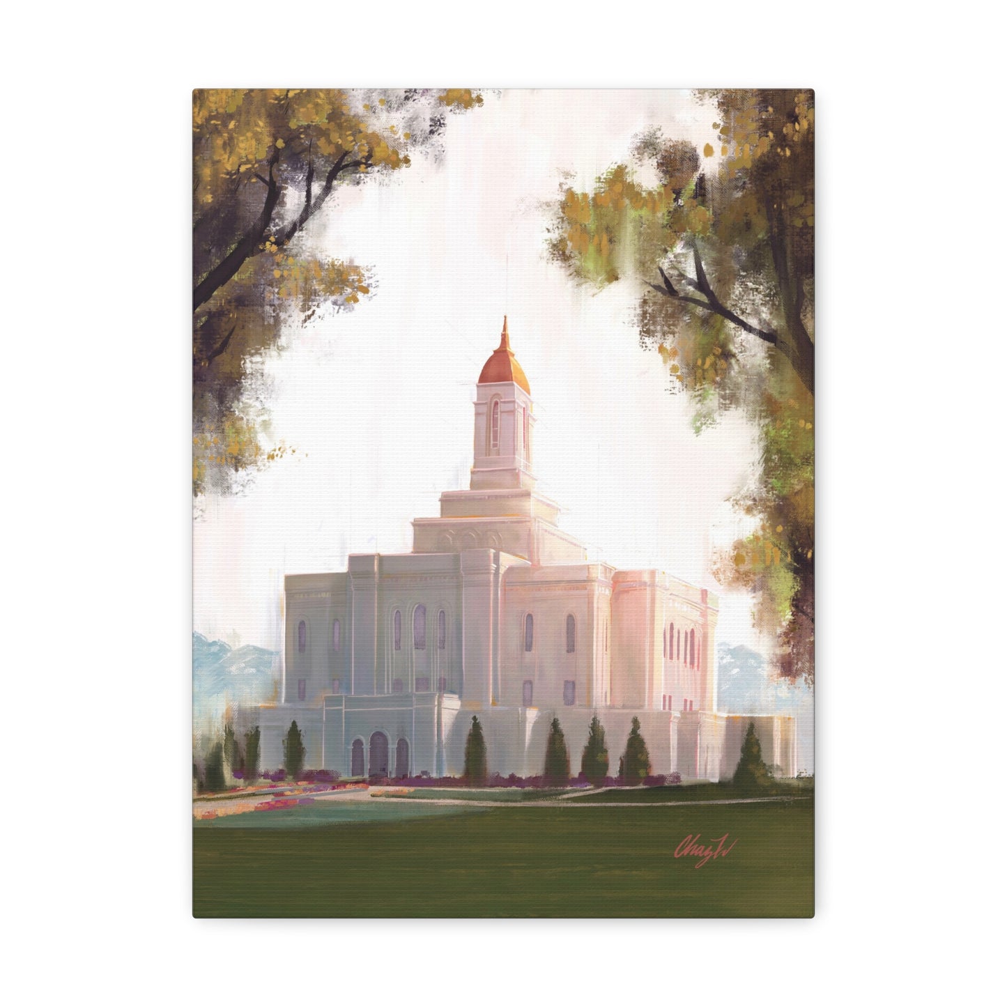 Canvas Gallery Wrap, Deseret Peak Temple-Golden, by Chaz Walgamott