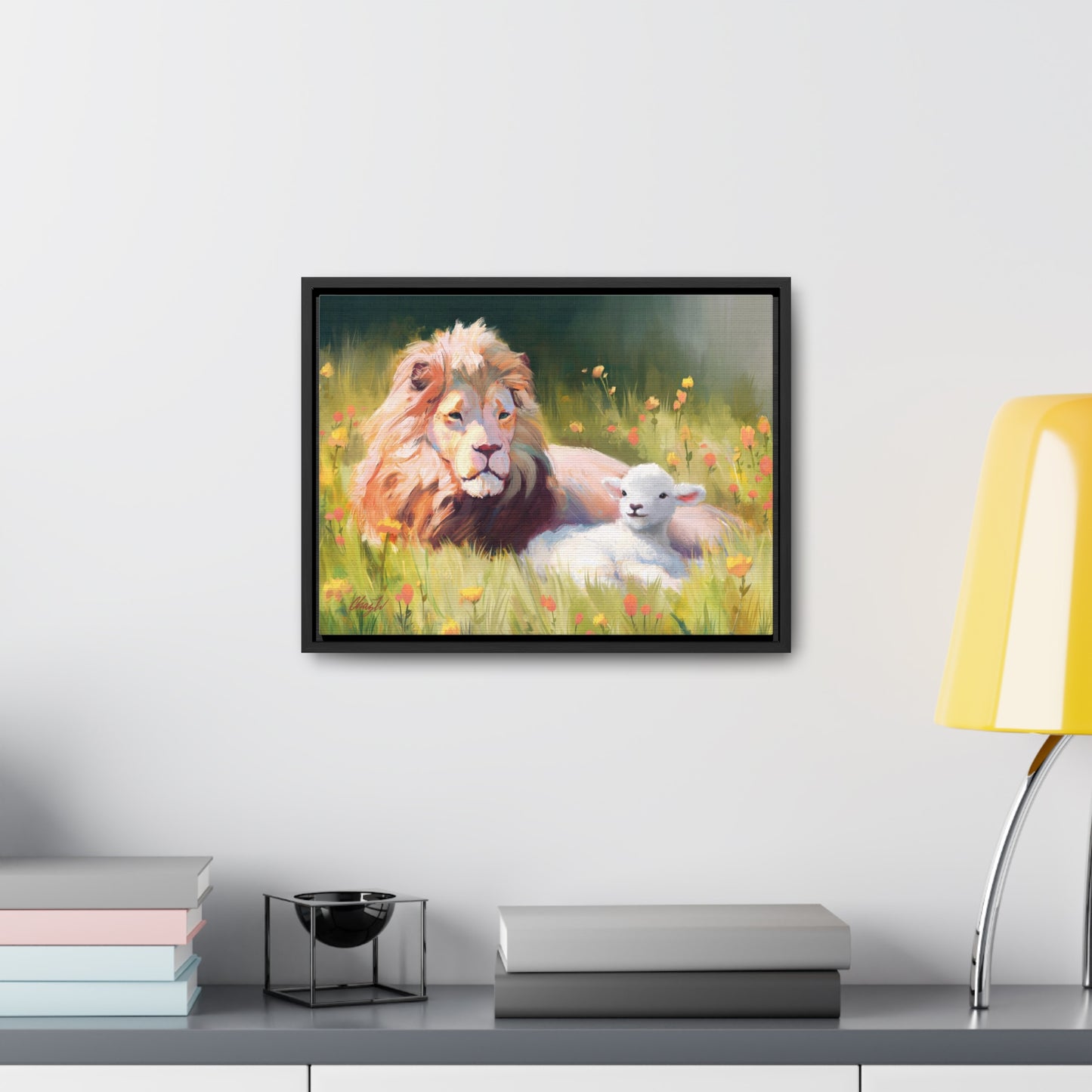Stretched Canvas Print in Wood Frame, The Lamb and the Lion, by Chaz Walgamott