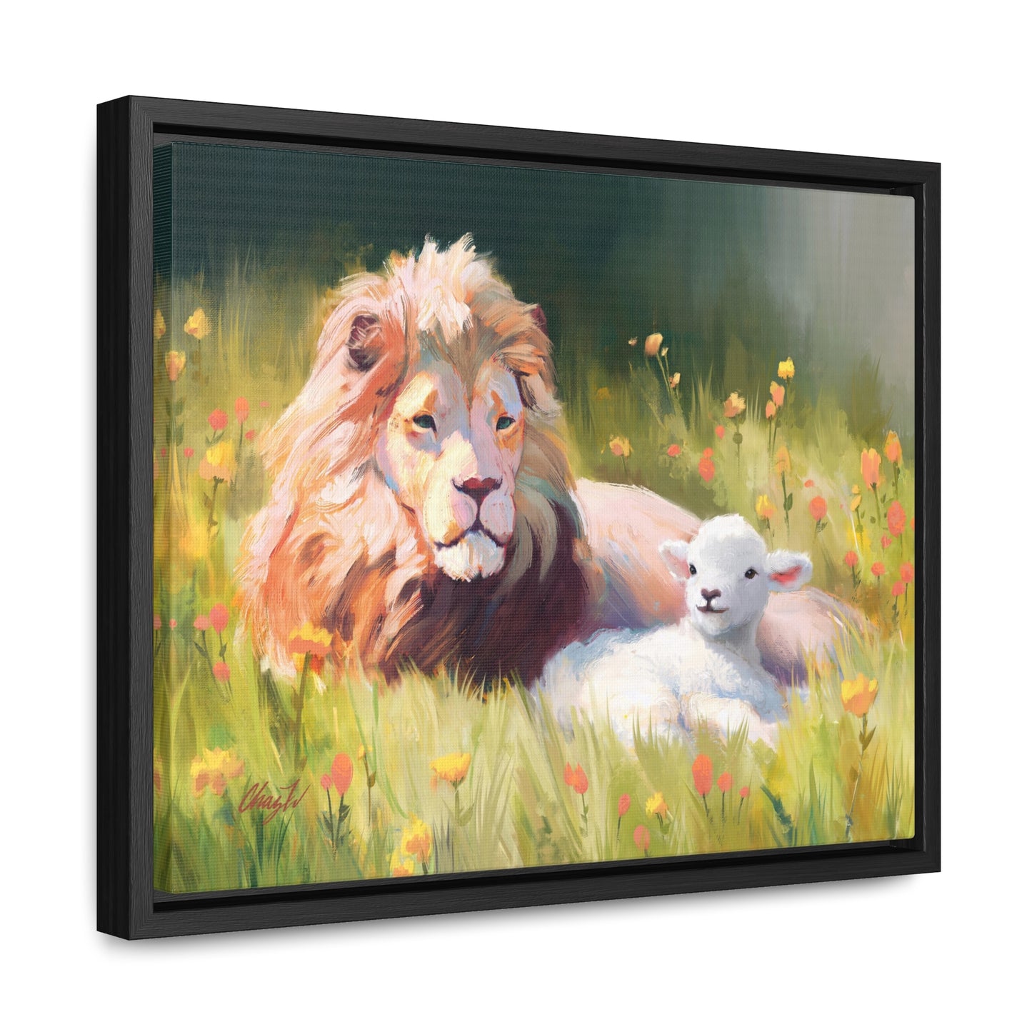 Stretched Canvas Print in Wood Frame, The Lamb and the Lion, by Chaz Walgamott