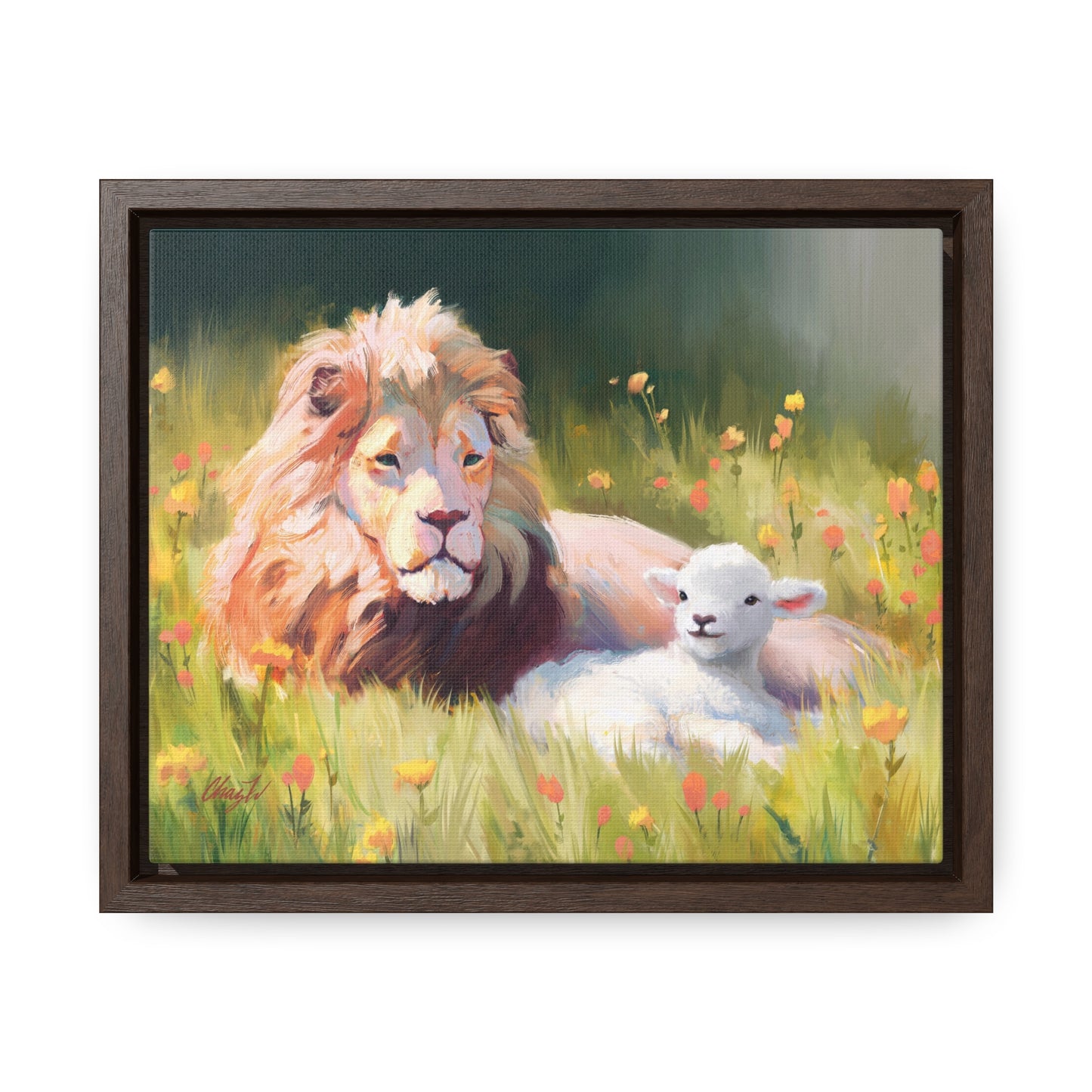 Stretched Canvas Print in Wood Frame, The Lamb and the Lion, by Chaz Walgamott