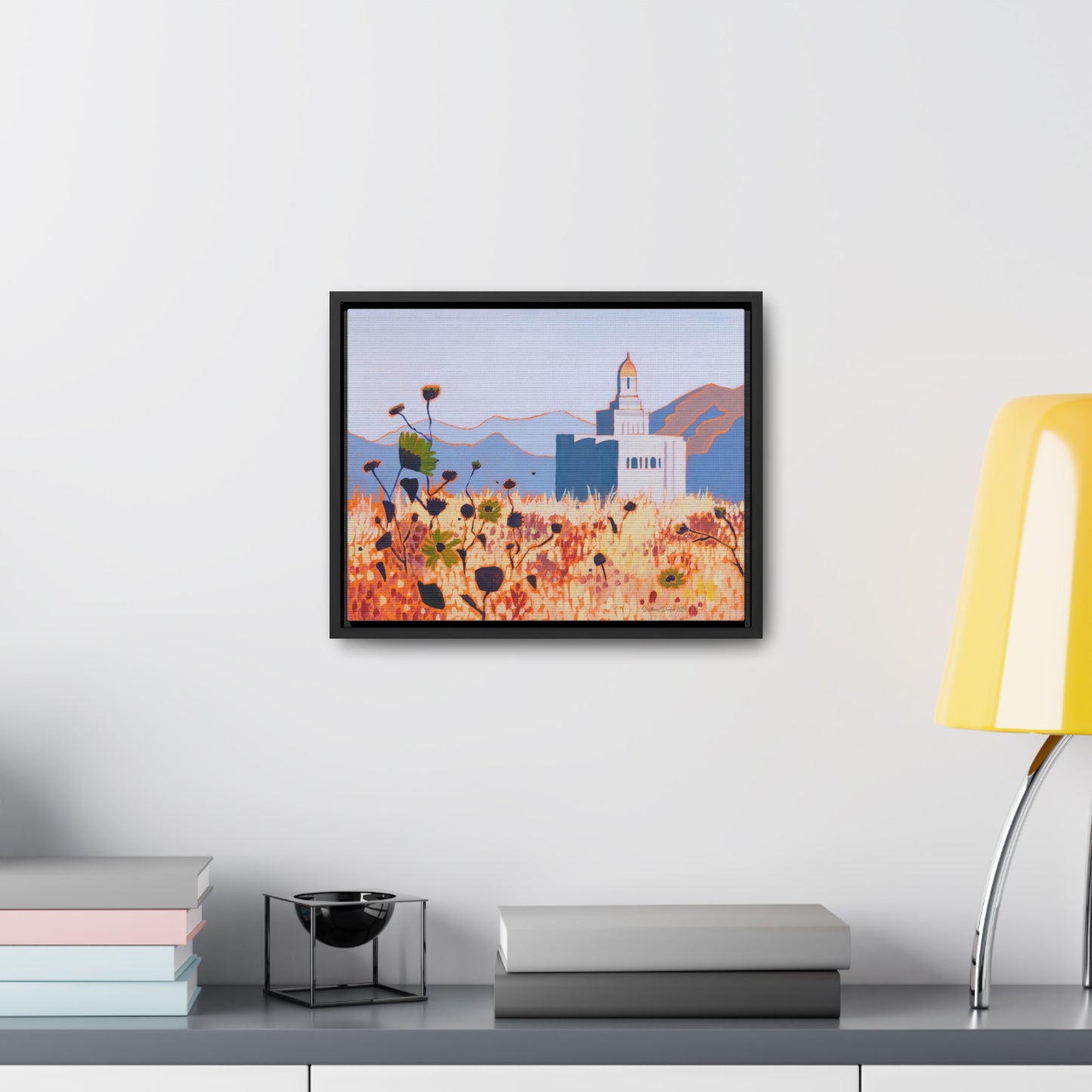 Stretched Canvas Print in Wood Frame--Deseret Peak Temple by Shellece Durfee
