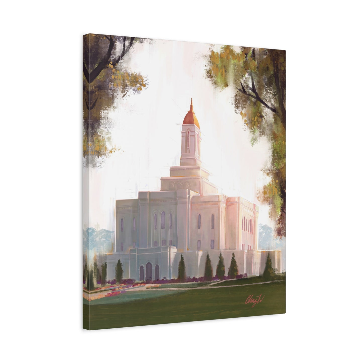 Canvas Gallery Wrap, Deseret Peak Temple-Golden, by Chaz Walgamott