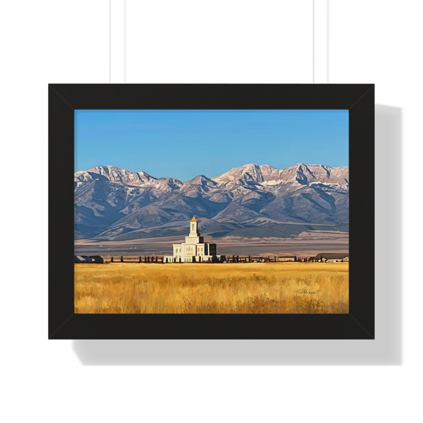 Premium Matte Print--Framed, Deseret Peak Temple and Deseret Peak, by Rod Walgamott