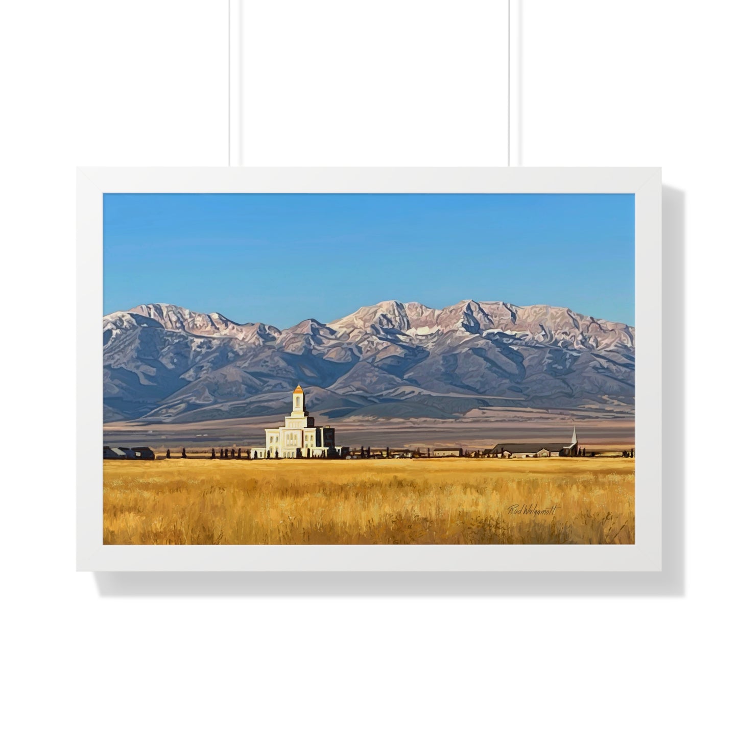 Premium Matte Print--Framed, Deseret Peak Temple and Deseret Peak, by Rod Walgamott
