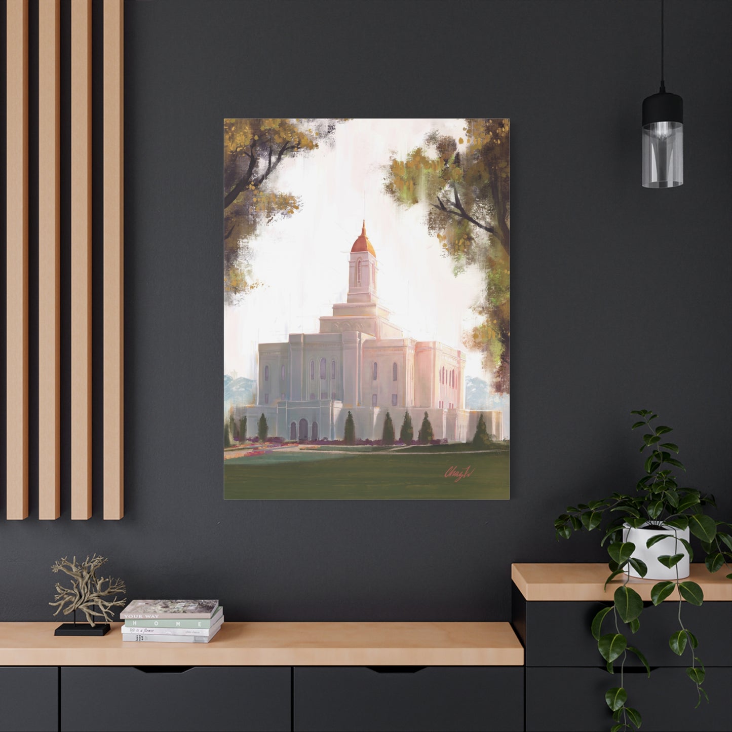 Canvas Gallery Wrap, Deseret Peak Temple-Golden, by Chaz Walgamott