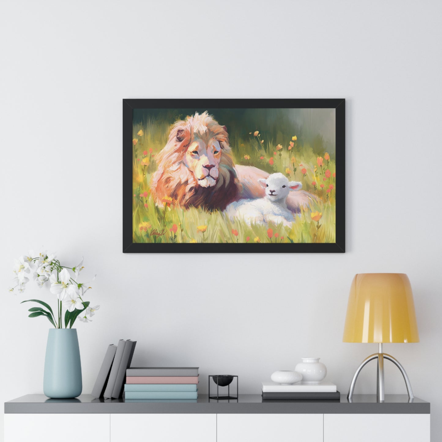 Framed Matte Print, The Lamb and the Lion, by Chaz Walgamott