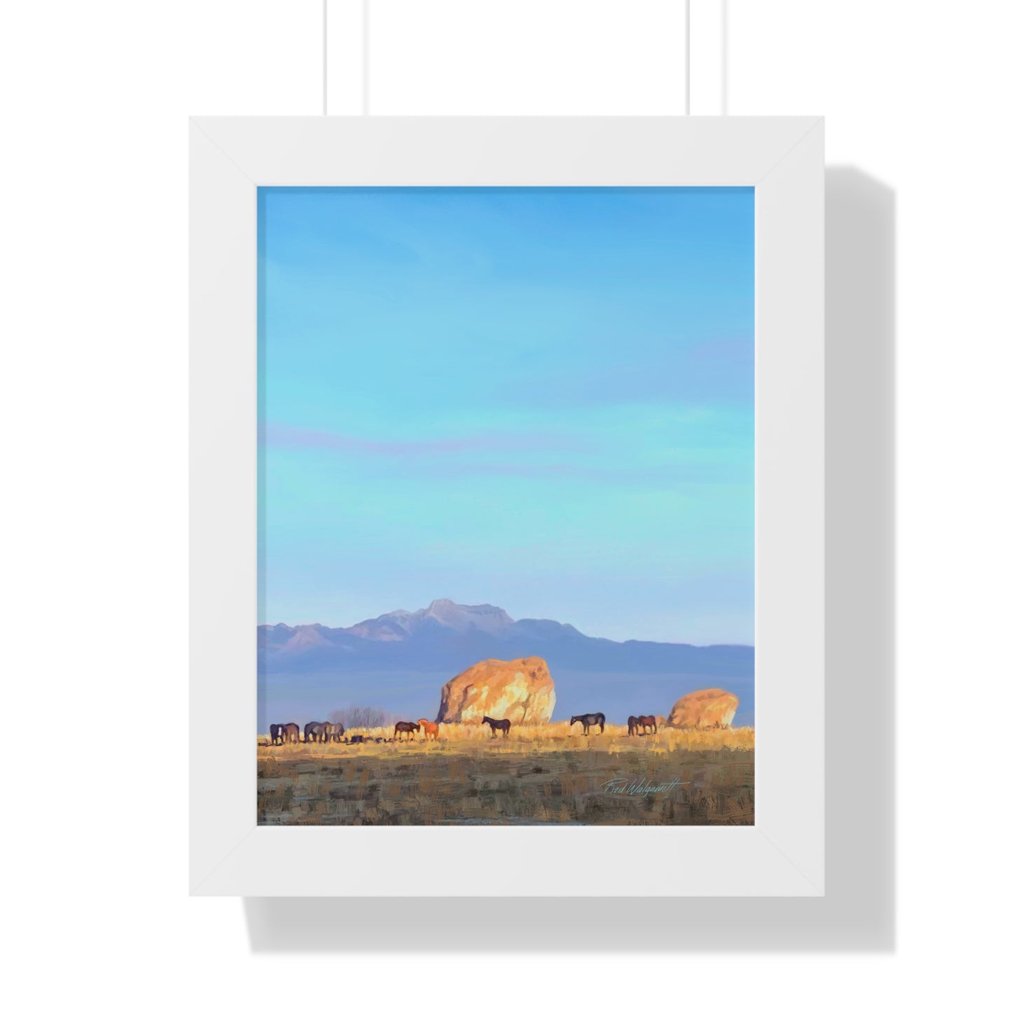 Framed Matte Print, Horses at Adobe Rock, by Rod Walgamott