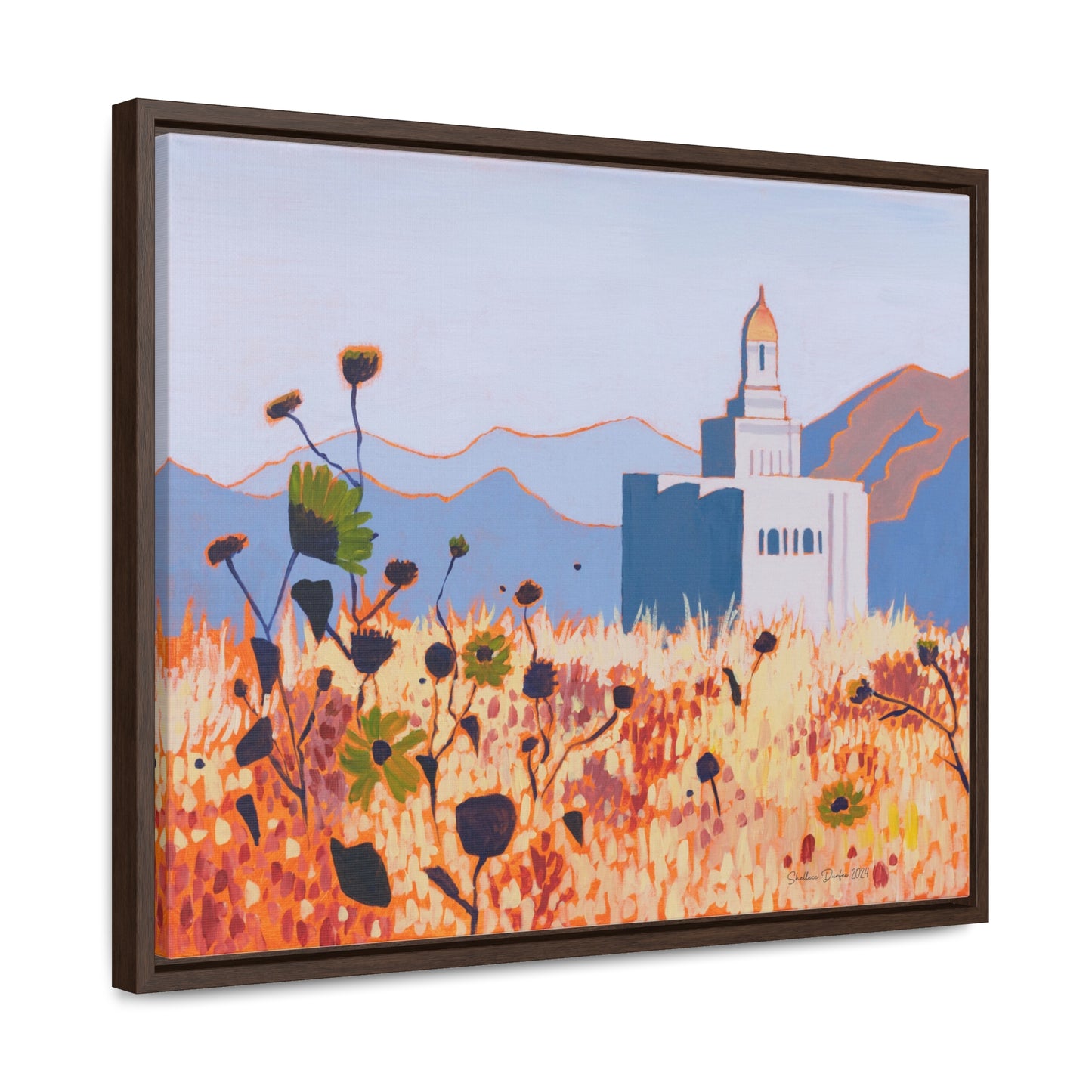 Stretched Canvas Print in Wood Frame--Deseret Peak Temple by Shellece Durfee
