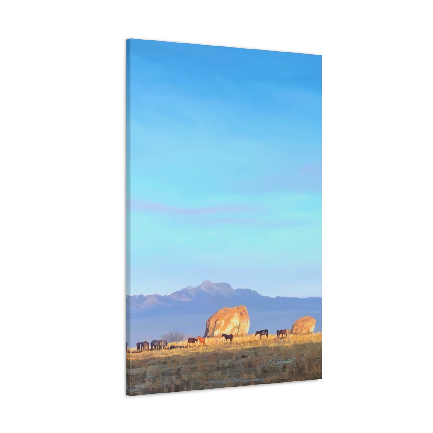 Canvas Gallery Wrap-Horses at Adobe Rock by Rod Walgamott