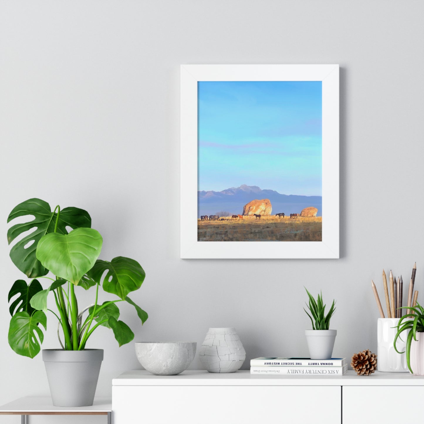 Framed Matte Print, Horses at Adobe Rock, by Rod Walgamott