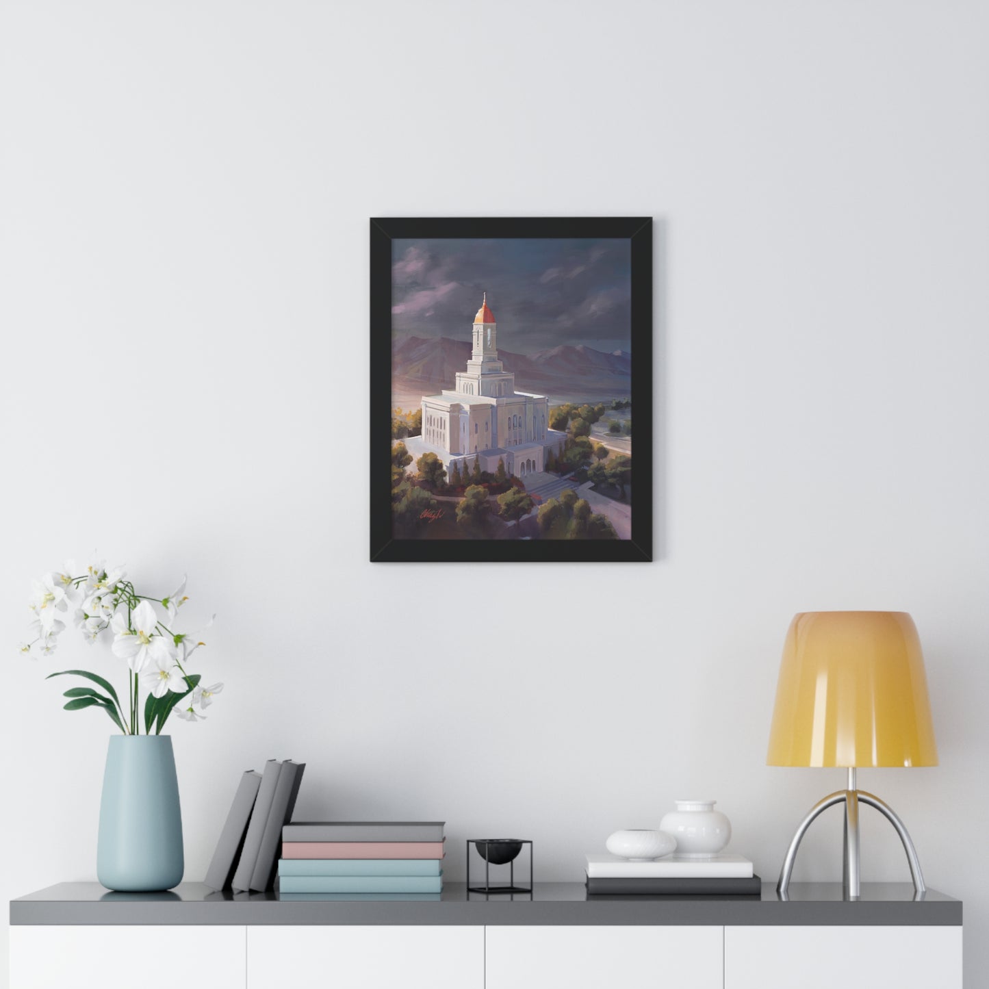 Framed Matte Print, Deseret Peak Temple--After the Storm, by Chaz Walgamott