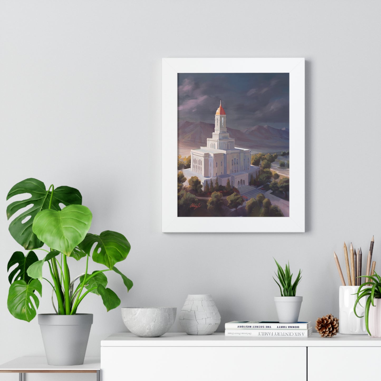 Framed Matte Print, Deseret Peak Temple--After the Storm, by Chaz Walgamott