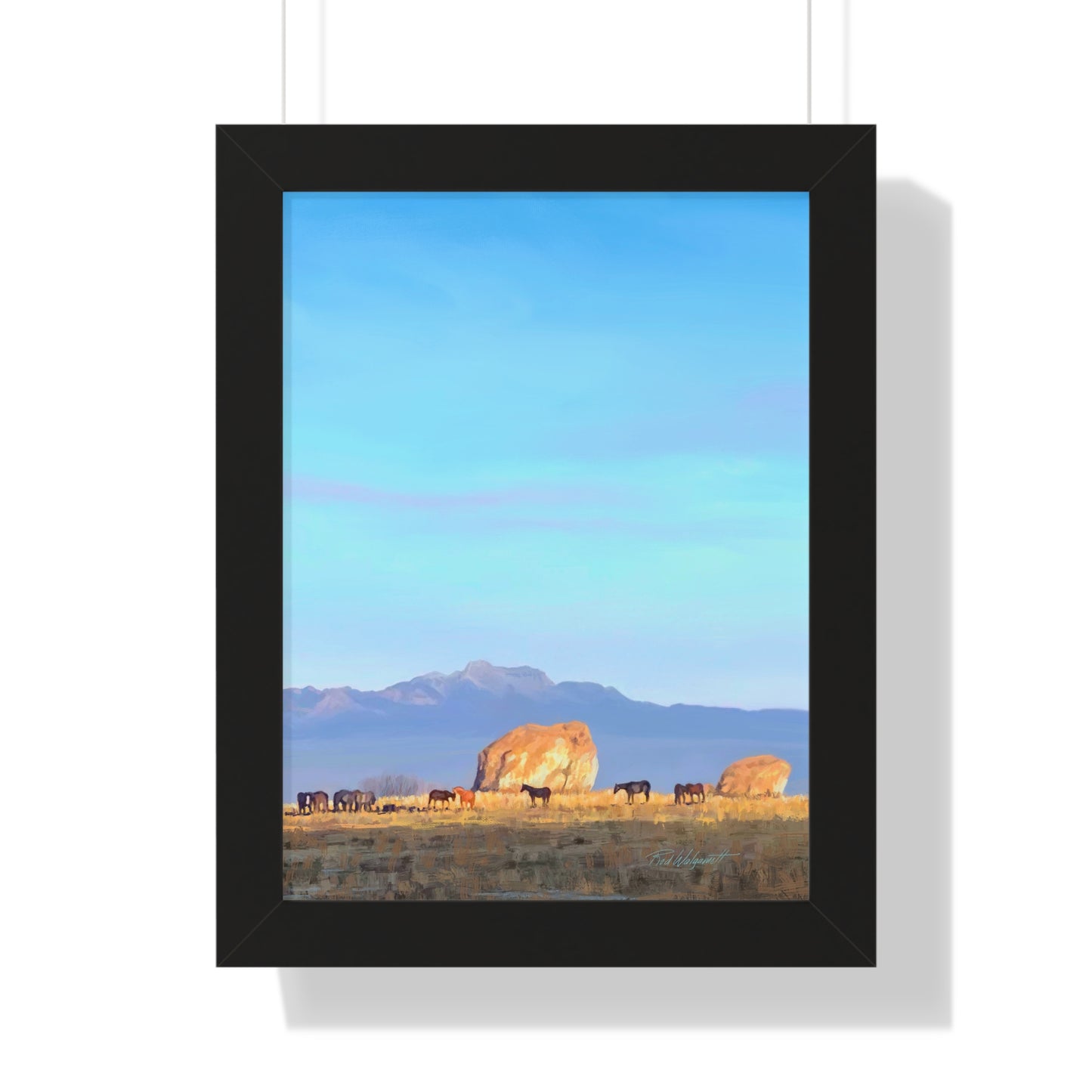 Framed Matte Print, Horses at Adobe Rock, by Rod Walgamott