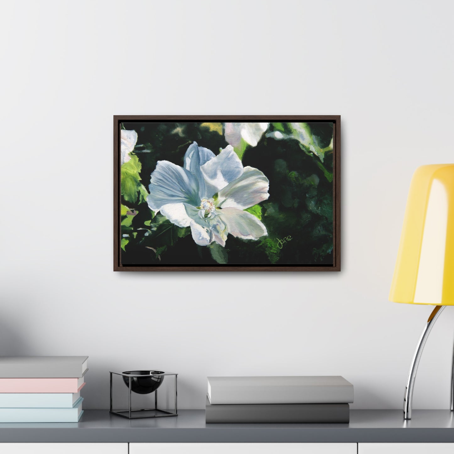 Stretched Canvas Wrap in Wood Frame, White Rose of Sharon by Jane Autry