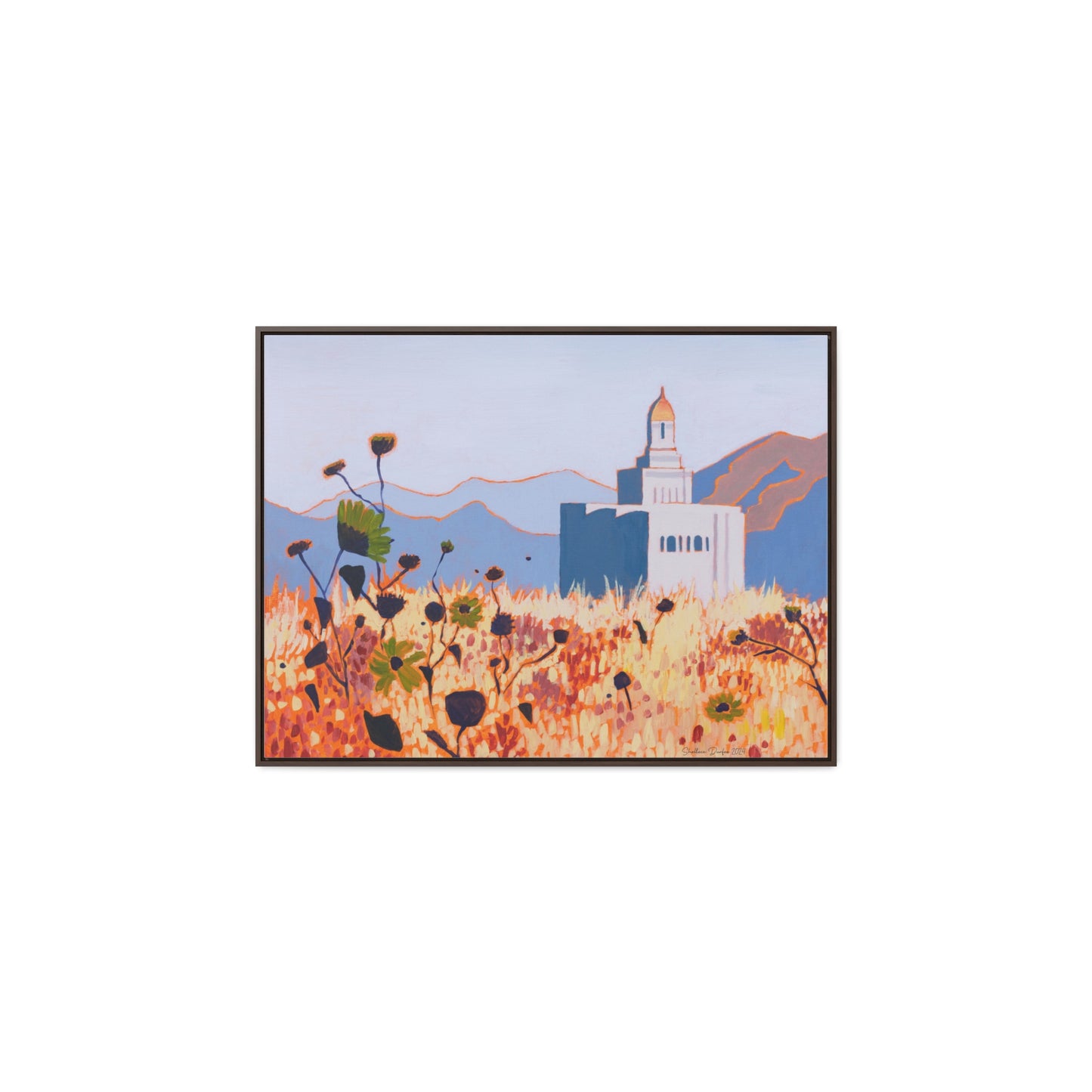 Stretched Canvas Print in Wood Frame--Deseret Peak Temple by Shellece Durfee