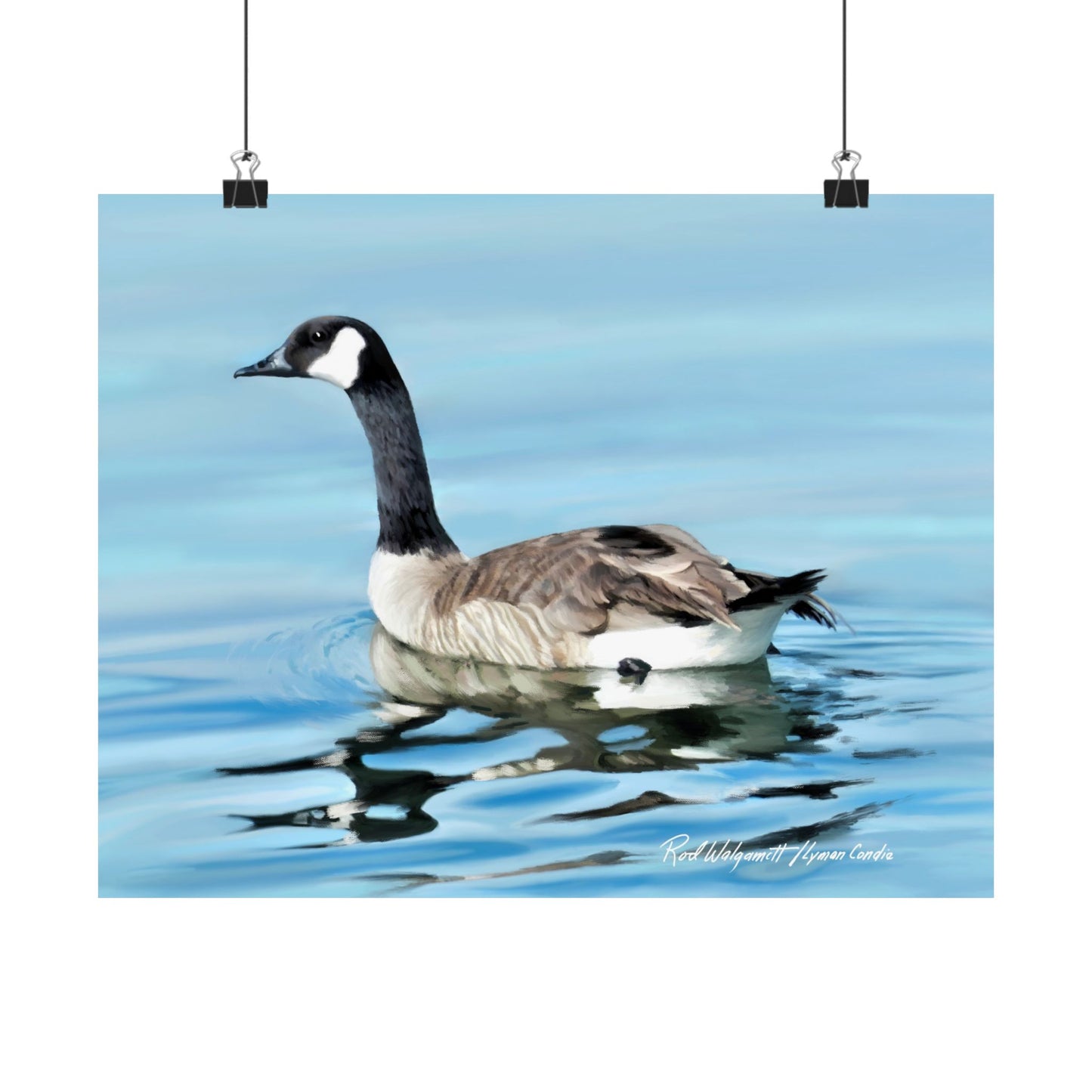 Premium Matte Print, Canada Goose on Stansbury Lake, by Rod Walgamott (Reference Photo by Lyman Condie)