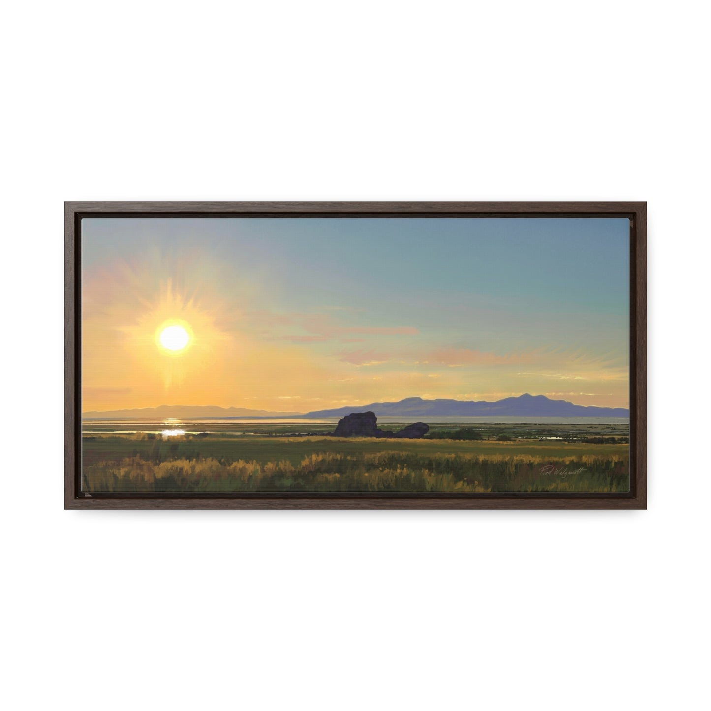 Canvas Wrap in Wood Frame, Adobe Rock Sunset, by Rod Walgamott