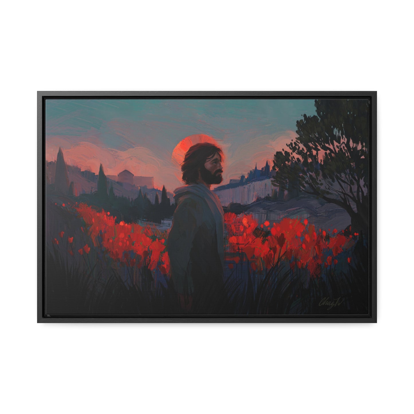 Stretched Canvas Print in Wood Frame, "Though as Scarlet" by Chaz Walgamott