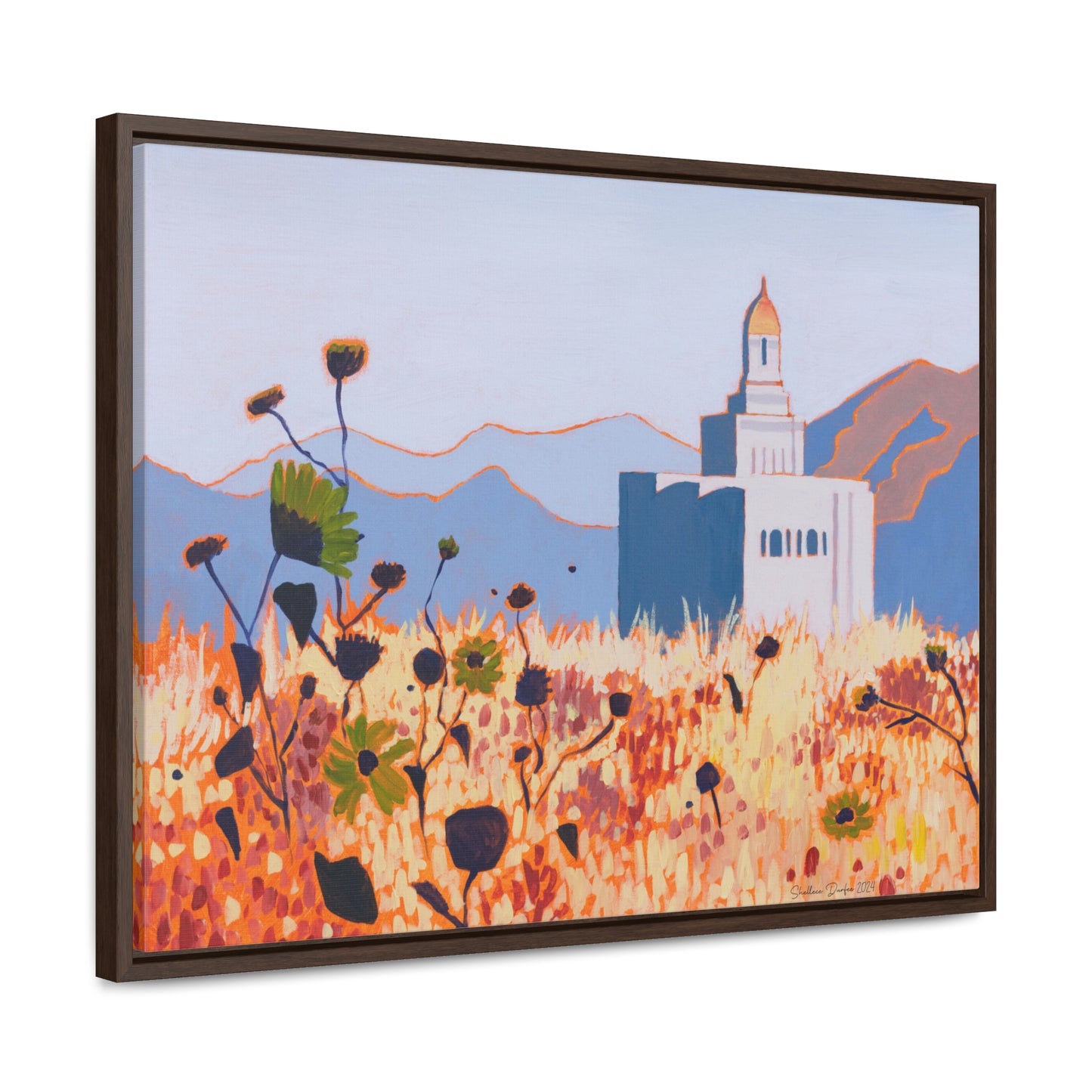 Stretched Canvas Print in Wood Frame--Deseret Peak Temple by Shellece Durfee