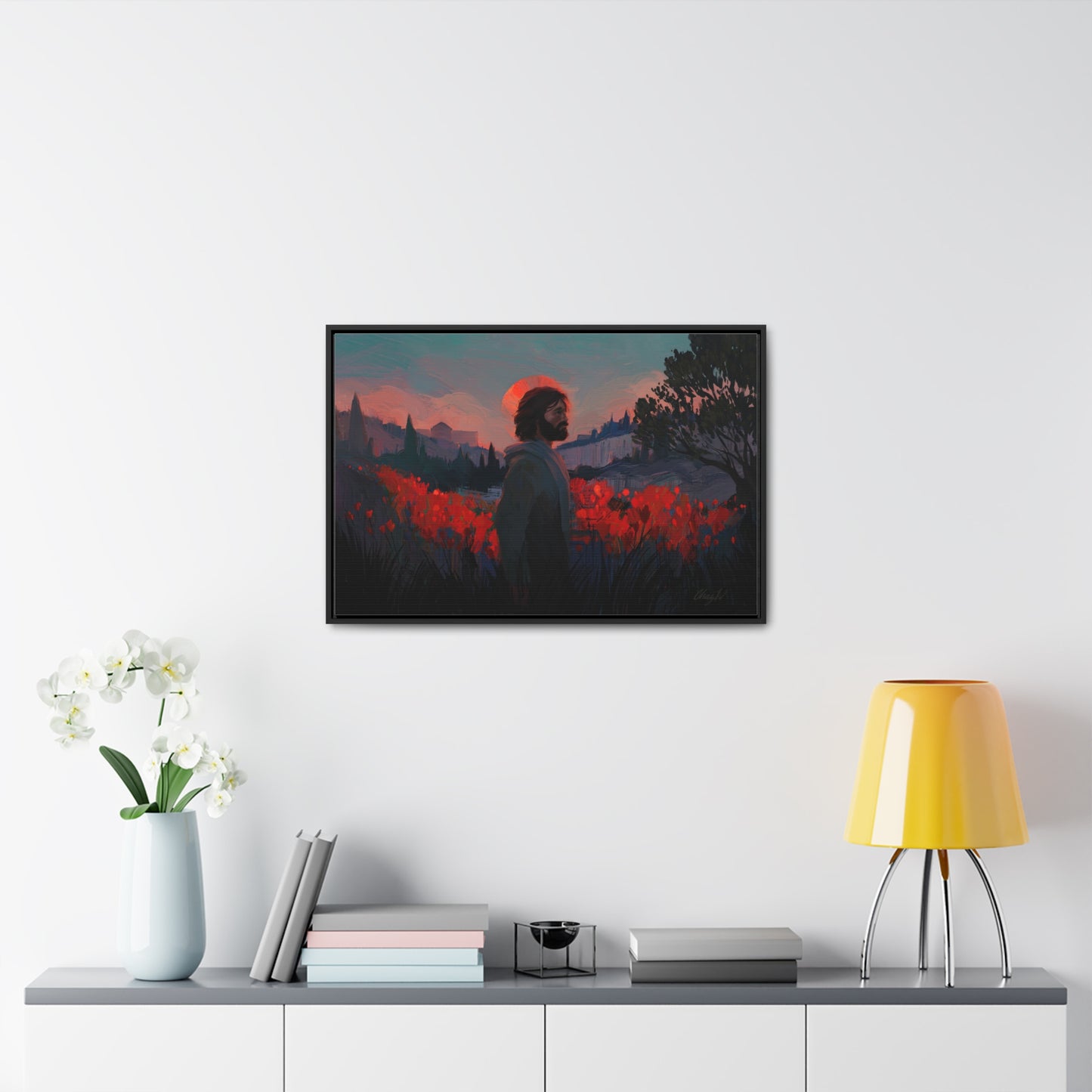Stretched Canvas Print in Wood Frame, "Though as Scarlet" by Chaz Walgamott
