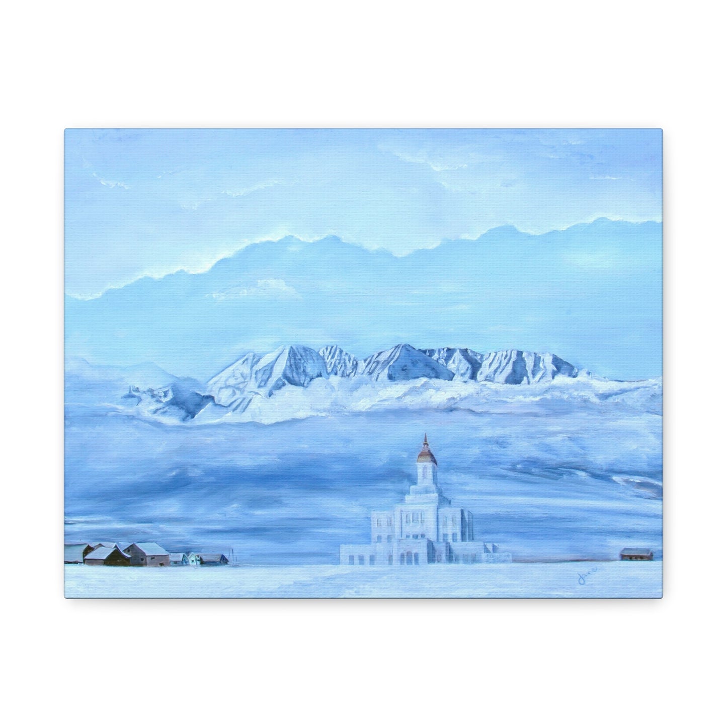 Deseret Peak Temple--Hope in the Bleak of Winter, by Jane Autry, Canvas Gallery Wrap
