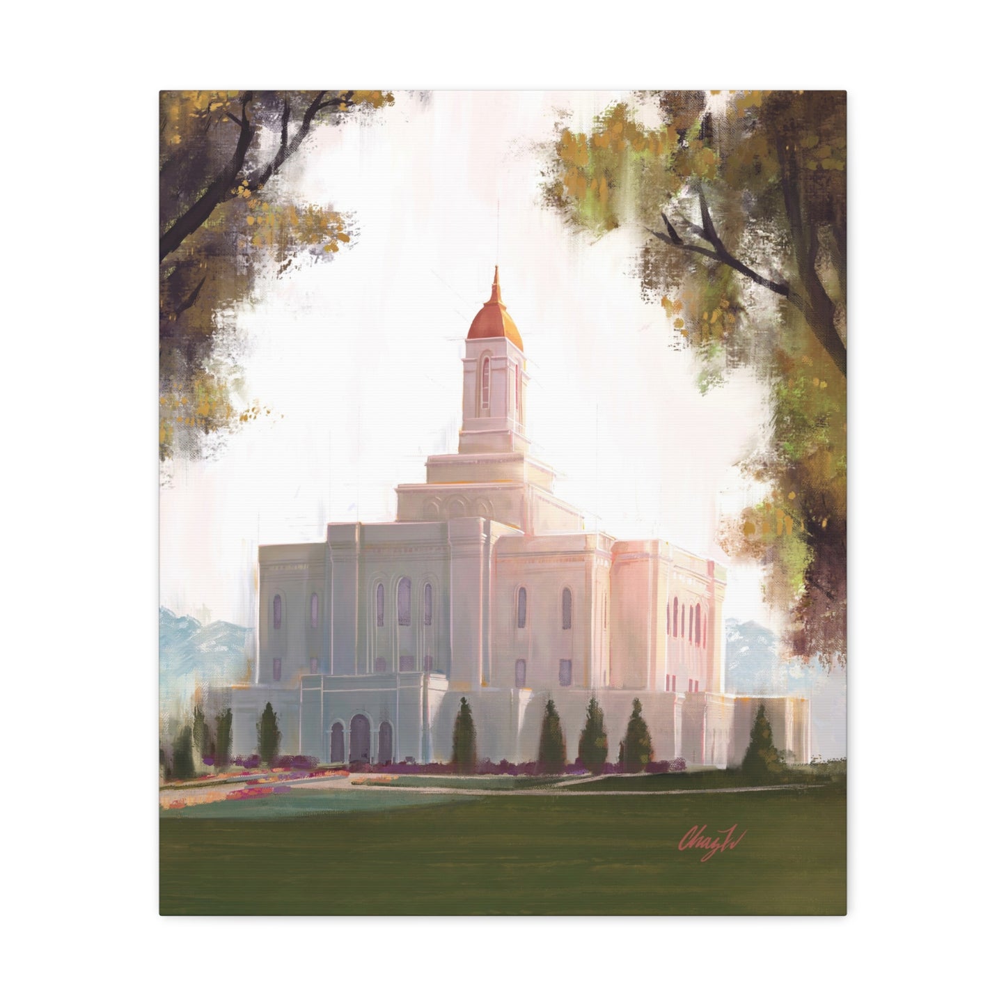 Canvas Gallery Wrap, Deseret Peak Temple-Golden, by Chaz Walgamott