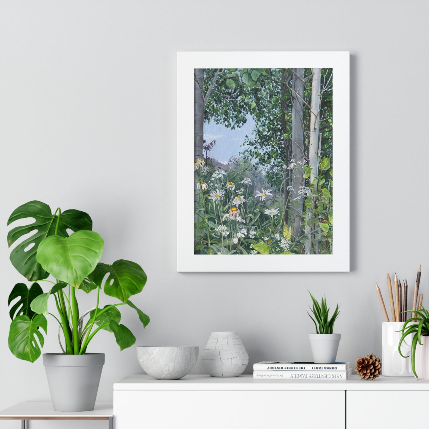 Quakies and Daisies by Jane Autry, Framed Matte Paper Print