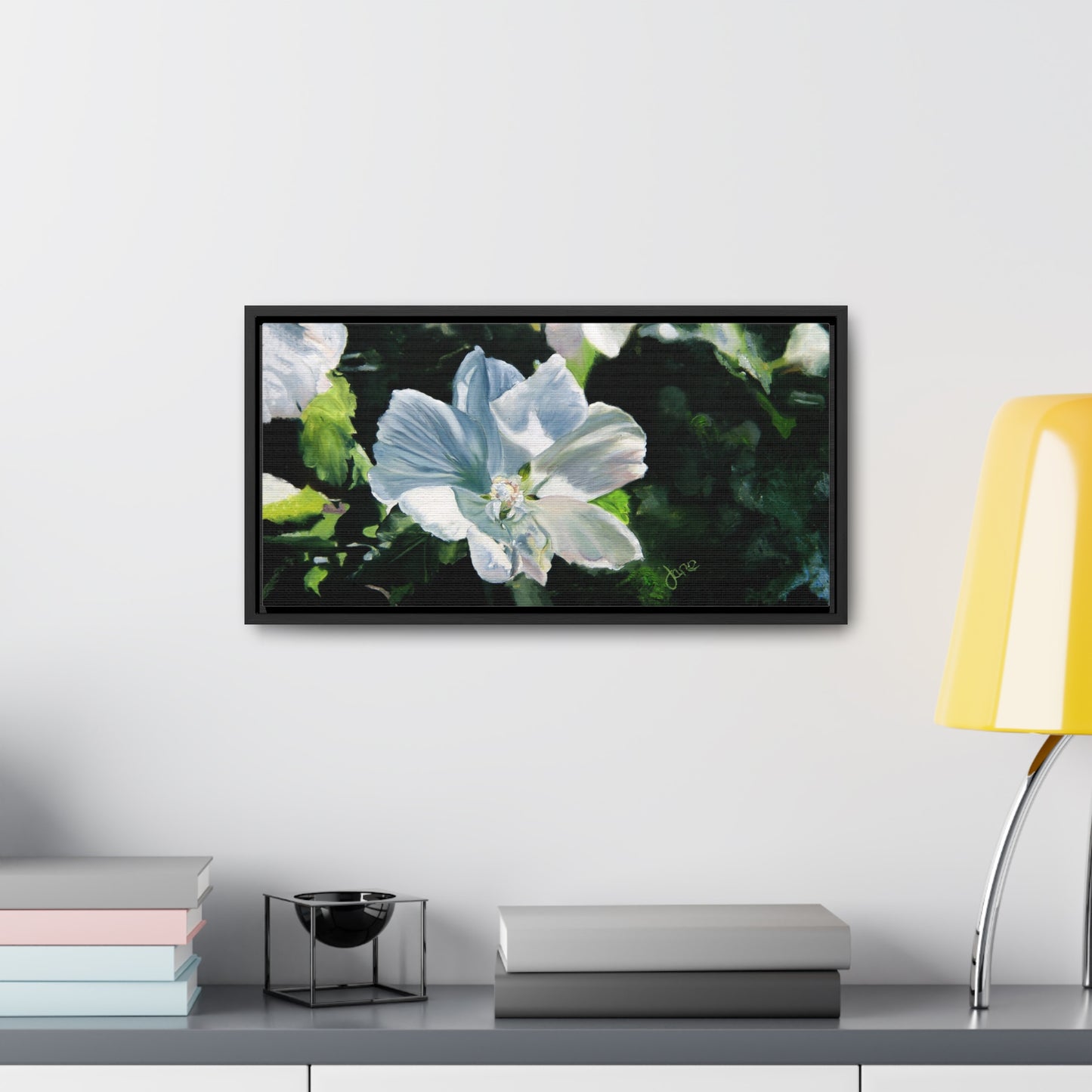 Stretched Canvas Wrap in Wood Frame, White Rose of Sharon by Jane Autry